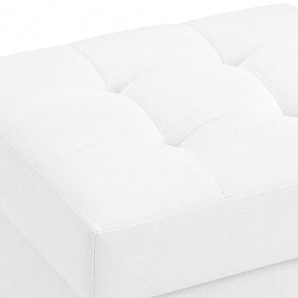 Upholstered Storage Cube Stool with Padded Seat, White, 38 cm