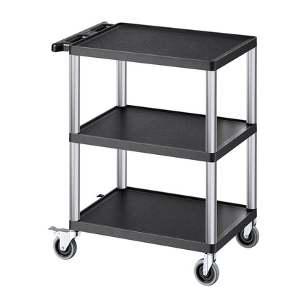 Utility Cart, 3-Shelf, 300 lb Capacity, Locking Wheels
