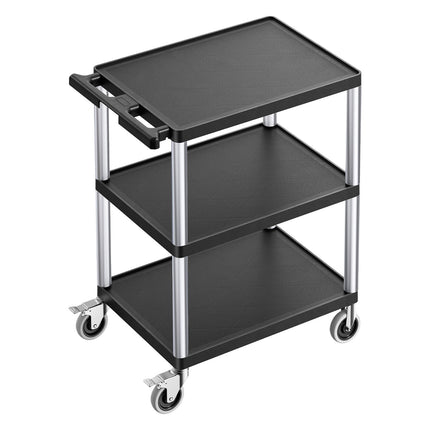Utility Cart, 3-Shelf, 300 lb Capacity, Locking Wheels