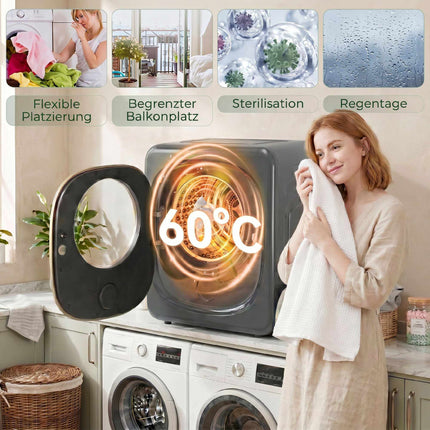 Ventilācijas tipa veļas žāvētājs, 4 kg kompakts, 5 režīmi, taimeris