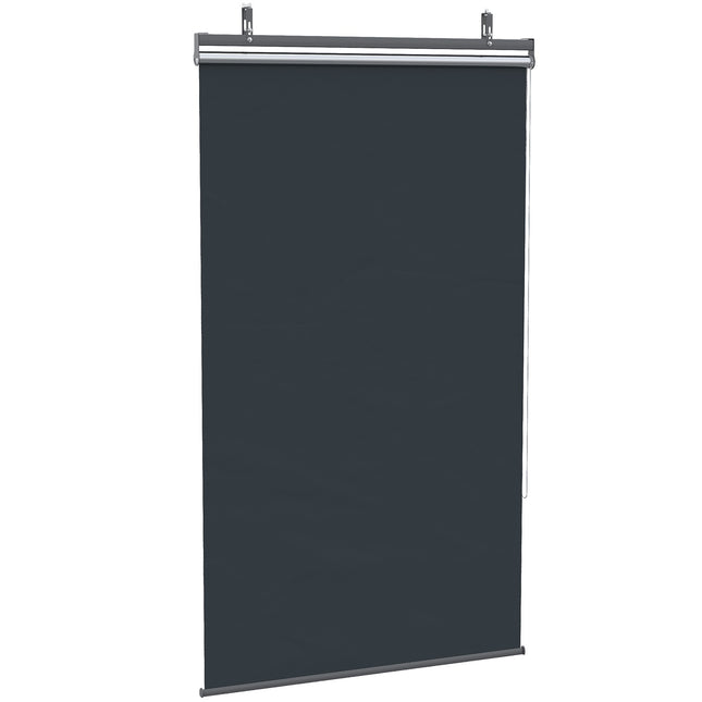 Vertikāla nojumes balkona privātuma aizslietnis ar saules aizsardzību, 124 x 222 cm balkona žalūzijas ar āķiem, privātuma aizslietnis paviljonam, pergola, poliesters, tumši pelēks
