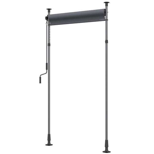 Vertikālas nojumes balkona žalūzija 150 x 220-310 cm ar kloķi, laikapstākļiem izturīgs balkona privātuma ekrāns no poliestera tumši pelēkā krāsā dārzam