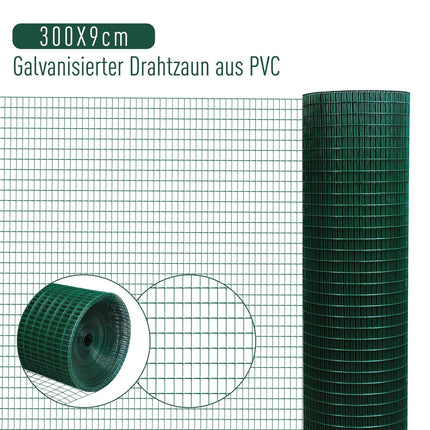 Peles aizsargsiets putnu mājas stiepļu un sietu, elastīgs, PVC, tumši zaļš, 0,9x30 m, aizsargsiets