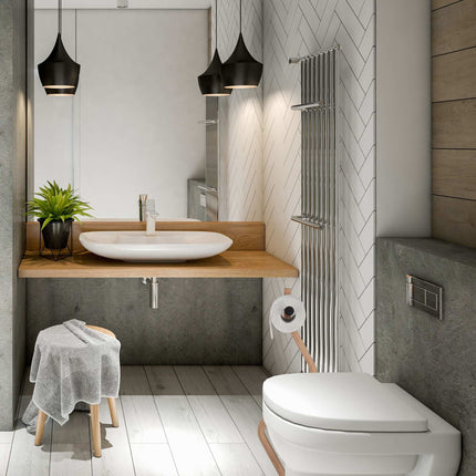 WC krēsls no tērauda un koka imitācijas