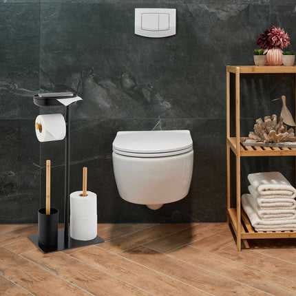 WC krēsls ar plauktu no bambusa un dzelzs