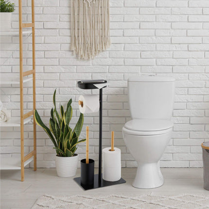 WC krēsls ar plauktu no bambusa un dzelzs