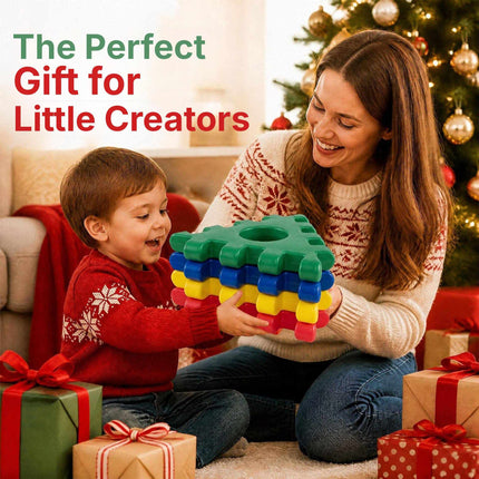 Waffle Block Building Set 32 Pieces with 10 Ocean Balls, Ages 3+, PE