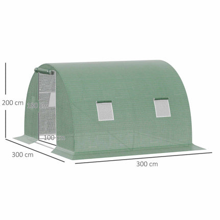 Siltumnīca ar logiem, 3x3m, tumši zaļa