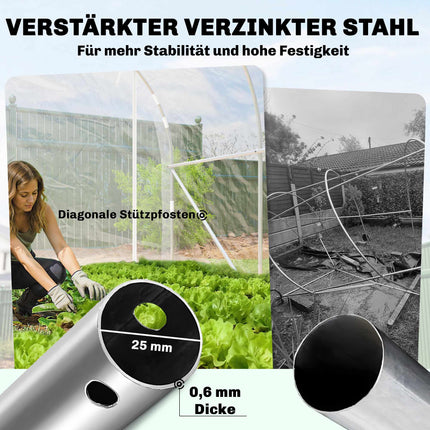 Tuneļveida siltumnīca ar tērauda rāmi un UV PE pārklājumu