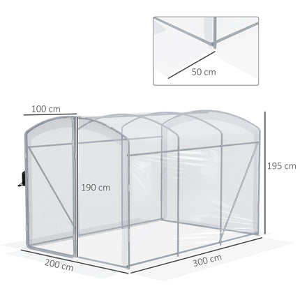 Tuneļveida siltumnīca ar caurspīdīgu vāku, 3x2x2m