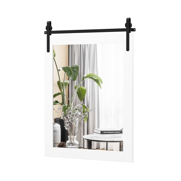 Sienas spogulis 30 x 22 collas, balts koka rāmis