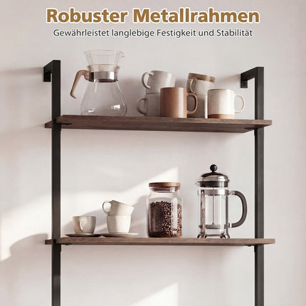 Pie sienas stiprināms 3 līmeņu plaukts ar metāla rāmi, brūns