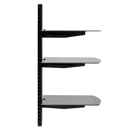 Wall-Mounted 3-Tier Tempered Glass AV Shelf, 18 lb