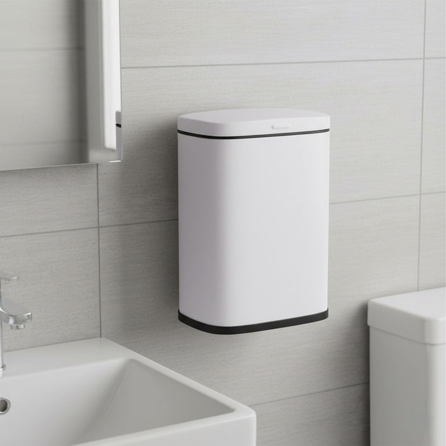 Pie sienas stiprināma vannas istabas atkritumu tvertne, 3 l, ar mīksti aizveramu vāku