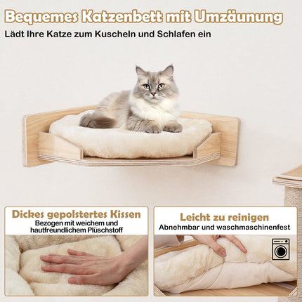 Pie sienas stiprināms kaķu mēbeļu komplekts ar šūpuļtīkliem un gultu