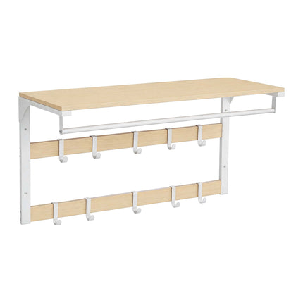 Pie sienas stiprināms mēteļu pakaramais ar plauktu, balts, 80 cm