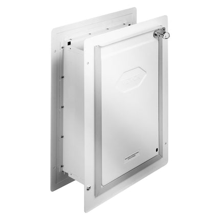 Wall Pet Door With Lock, 3-Flap System, Metal Frame, Small, White