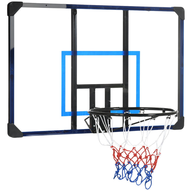 Basketbola grozs, basketbola dēlis ar grozu un tīklu, stiprināms pie sienas, paredzēts lietošanai ārā, tērauds, 113 x 61 x 73 cm