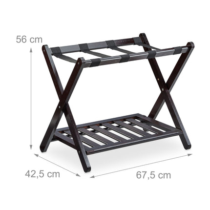 Walnut Folding Luggage Rack; Wooden Travel Accessory Holder Stand Brown