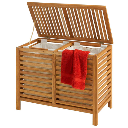 Veļas grozs no valriekstu koka, 150 l, 2 nodalījumi