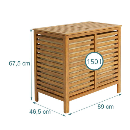 Veļas grozs no valriekstu koka, 150 l, 2 nodalījumi