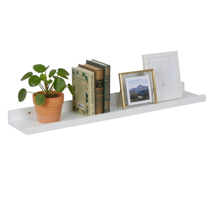 Walnut Picture Ledge Shelf, Narrow With Raised Lip
