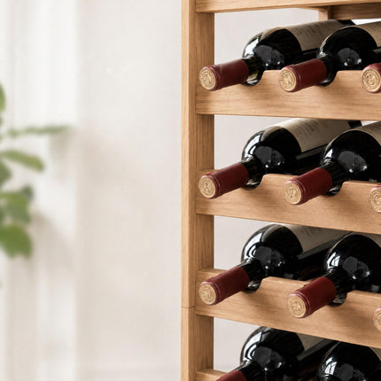 Walnut Wood Wine Rack for 24 Bottles with Top Shelf, 82 cm, Natural
