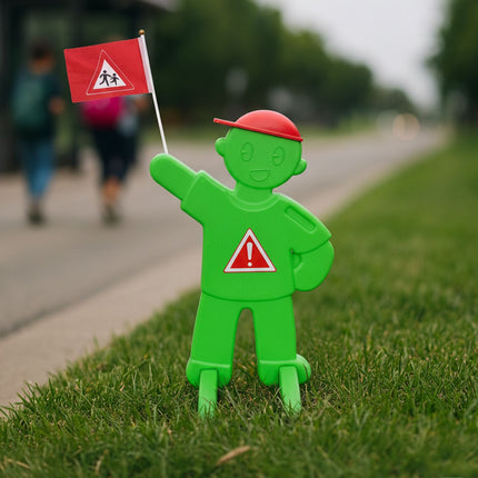 Brīdinājuma figūra bērniem ar sarkanu karogu