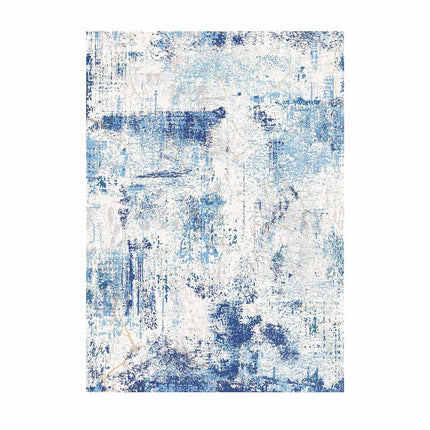 Washable Area Rug 5x7 Ft, Non-Slip, Blue Modern