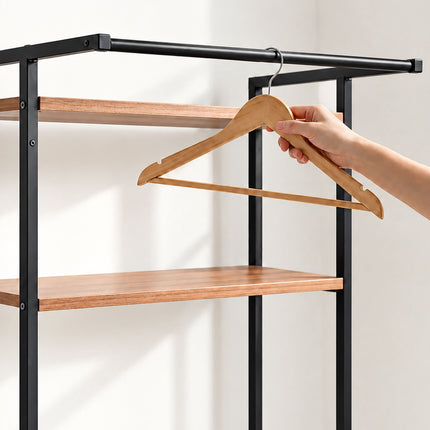 Washing Machine Shelf with 3 Shelves, 161 x 66 x 40 cm, Black, Natural Wood Tone