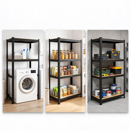 Washing Machine Shelving Unit, Heavy-Duty Steel – Black, Adjustable Shelves