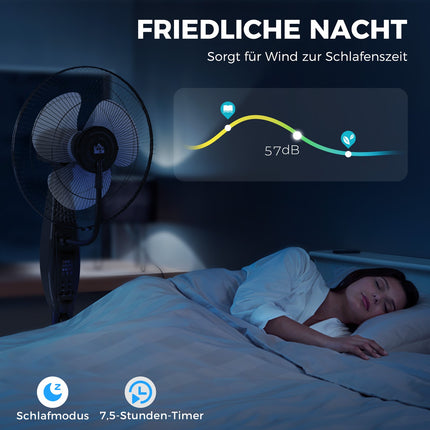 Ūdens dzesēšanas ventilators, pjedestāla ventilators ar miglu, tālvadības pults, taimera funkcija, 3,2 l ūdens tvertne, 3 režīmi, 75 W, oscilējošs ūdens ventilators ar riteņiem, 120 cm |