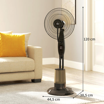 Ūdens dzesēšanas ventilators, pjedestāla ventilators ar miglu, tālvadības pults, taimera funkcija, 3,2 l ūdens tvertne, 3 režīmi, 75 W, oscilējošs ūdens ventilators ar riteņiem, 120 cm |
