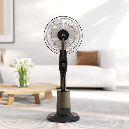 Ūdens dzesēšanas ventilators, pjedestāla ventilators ar miglu, tālvadības pults, taimera funkcija, 3,2 l ūdens tvertne, 3 režīmi, 75 W, oscilējošs ūdens ventilators ar riteņiem, 120 cm |
