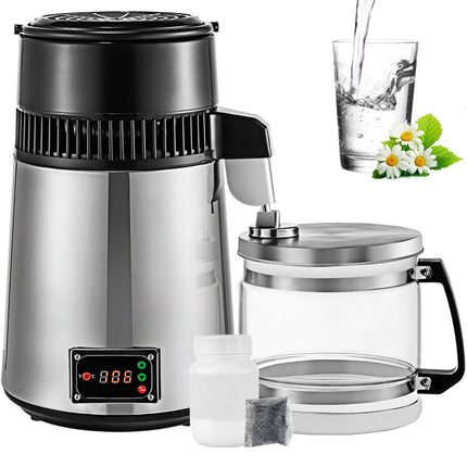 Water Distiller 4L, 750W, Adjustable Temp, Stainless Steel