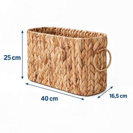 Water Hyacinth Toilet Roll Holder for 6 Rolls, Oval, Side Handles, Natural