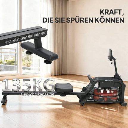 Ūdens airēšanas trenažieris, 6-11 l tvertne, LCD monitors, 135 kg ietilpība