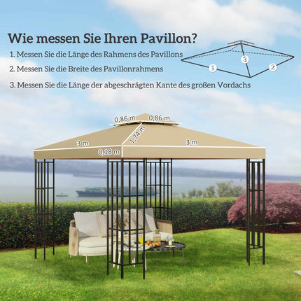 Ūdensizturīgs paviljona jumta nomaiņas komplekts 3x3m, dubultā ventilācijas atvere, bēšs