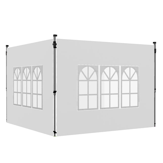 Ūdensizturīgas paviljona sānsienas ar logiem, 3x3/3x4 m, Baltas