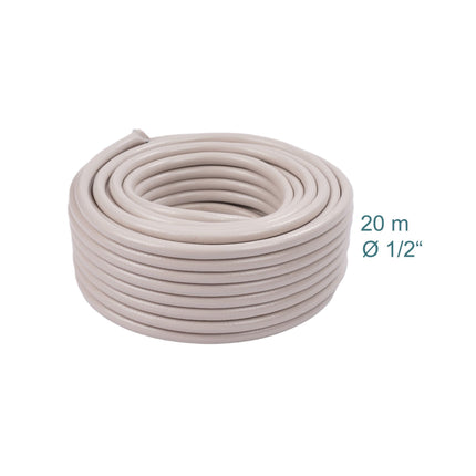 Laikapstākļiem izturīga, bēša dārza šļūtene, UV izturīga, 1/2 collas