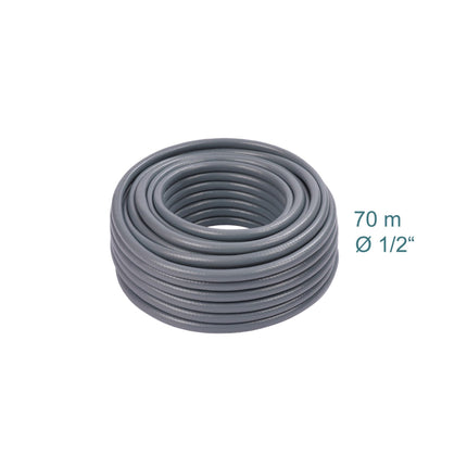 Weatherproof Fabric Garden Hose, UV-Resistant, Grey