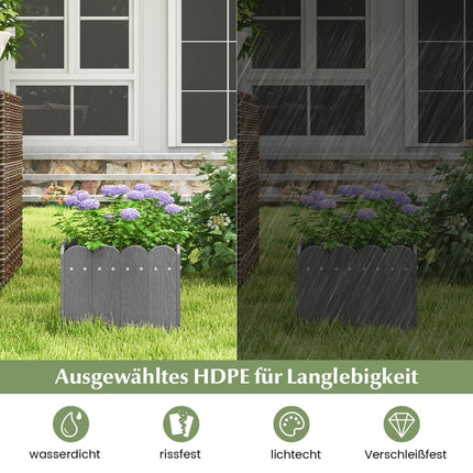 Laikapstākļiem izturīgs HDPE puķu kastu komplekts - 32x30x25 cm, pelēks