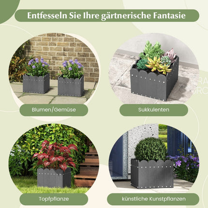Laikapstākļiem izturīgs HDPE puķu kastu komplekts - 32x30x25 cm, pelēks