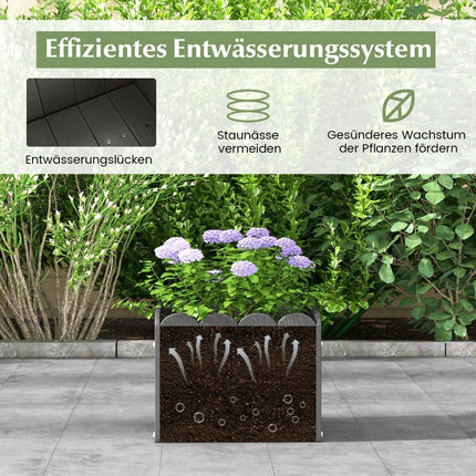 Laikapstākļiem izturīgs HDPE puķu kastu komplekts - 32x30x25 cm, pelēks