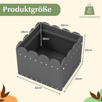 Laikapstākļiem izturīgs HDPE puķu kastu komplekts - 32x30x25 cm, pelēks