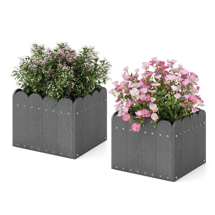 Laikapstākļiem izturīgs HDPE puķu kastu komplekts - 32x30x25 cm, pelēks