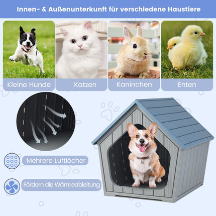 Laikapstākļiem izturīga plastmasas kaķu māja ar ventilāciju un slīpu jumtu