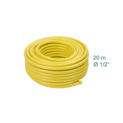 Laikapstākļiem izturīga dzeltena dārza šļūtene, UV izturīga, 1/2 collas