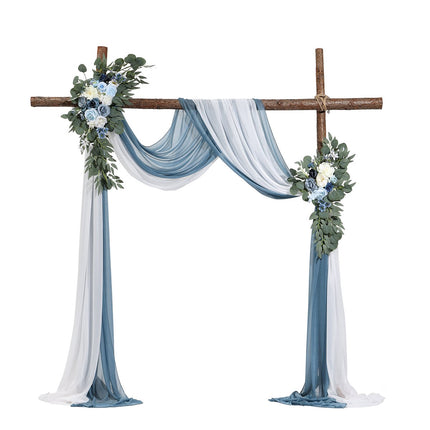 Wedding Arch Flowers Kit – Blue Silk, Drapes, 4-Piece