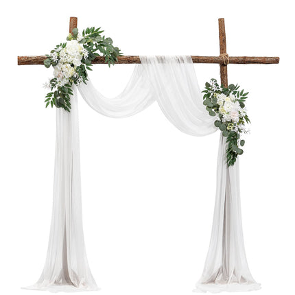 Wedding Arch Flowers Kit, White Silk, 21 ft Drape, 3-Piece